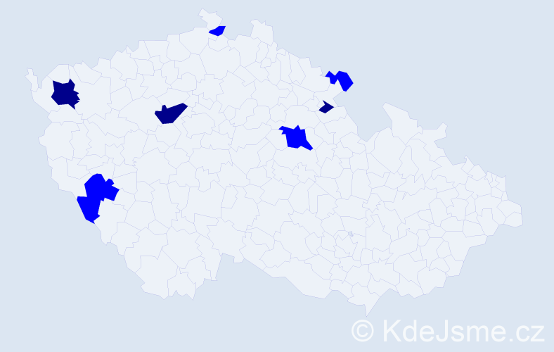 Příjmení: 'Kovalčiková', počet výskytů 10 v celé ČR