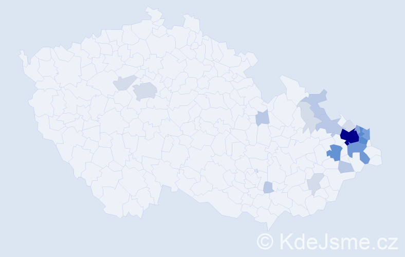Příjmení: 'Kolderová', počet výskytů 71 v celé ČR