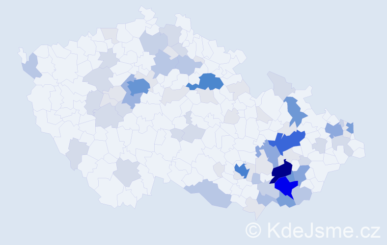 Příjmení: 'Melichárek', počet výskytů 291 v celé ČR