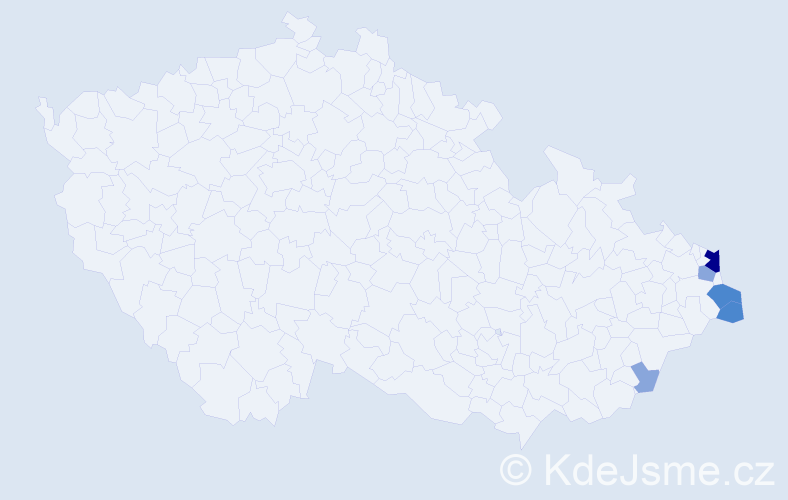Příjmení: 'Wowra', počet výskytů 21 v celé ČR