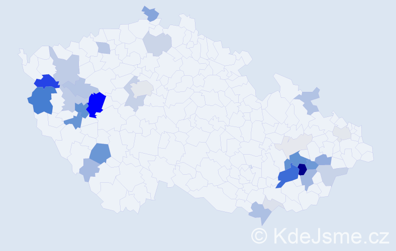 Příjmení: 'Páník', počet výskytů 134 v celé ČR