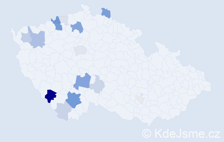 Příjmení: 'Hojdar', počet výskytů 51 v celé ČR