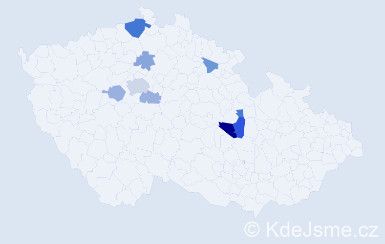Příjmení: 'Flíglová', počet výskytů 18 v celé ČR