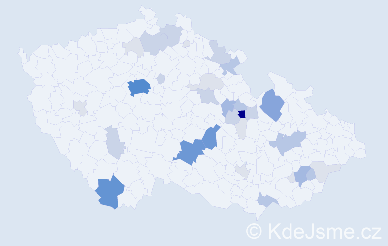 Příjmení: 'Gregar', počet výskytů 119 v celé ČR