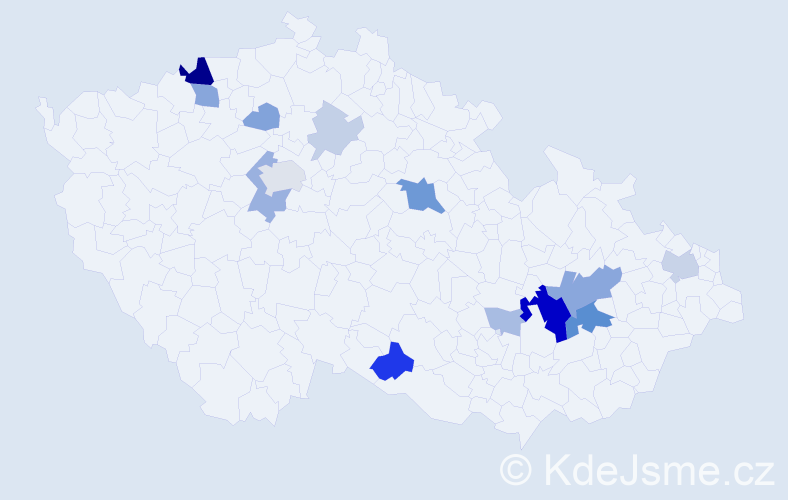 Příjmení: 'Francírek', počet výskytů 39 v celé ČR