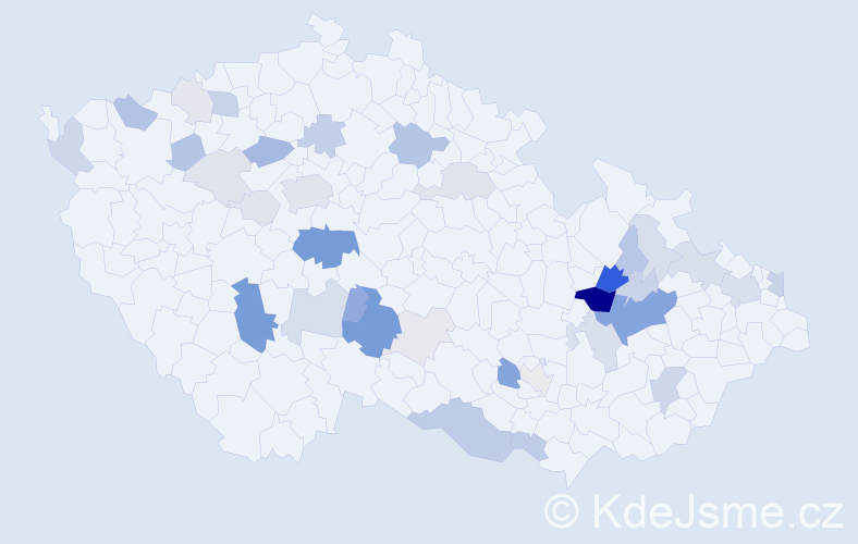 Příjmení: 'Krajcová', počet výskytů 121 v celé ČR