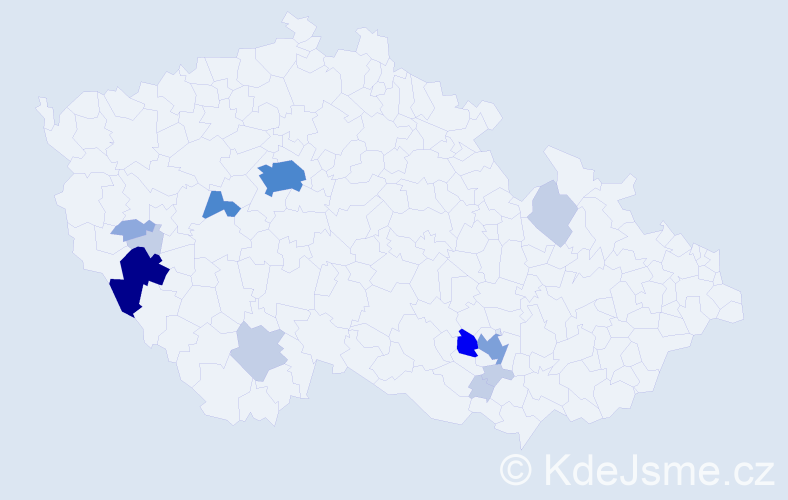 Příjmení: 'Baštařová', počet výskytů 40 v celé ČR