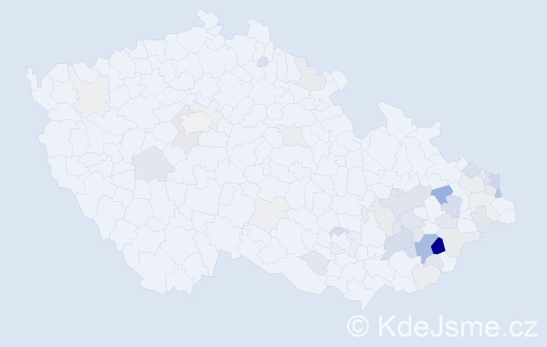 Příjmení: 'Vyvlečková', počet výskytů 135 v celé ČR