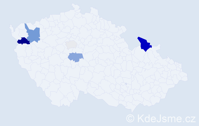 Příjmení: 'Moldavanová', počet výskytů 9 v celé ČR