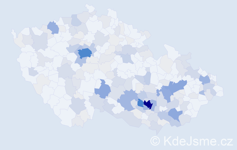 Příjmení: 'Vaverka', počet výskytů 701 v celé ČR