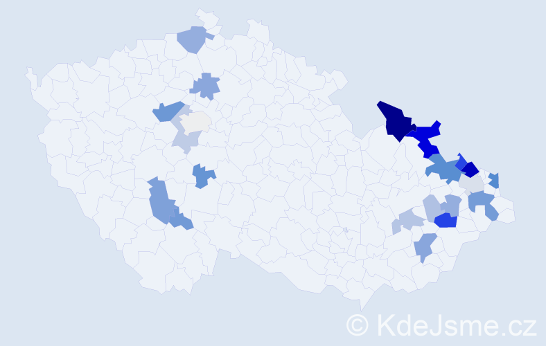 Příjmení: 'Závěšická', počet výskytů 86 v celé ČR