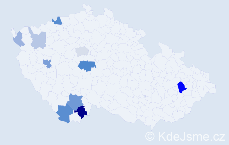 Příjmení: 'Dánová', počet výskytů 26 v celé ČR