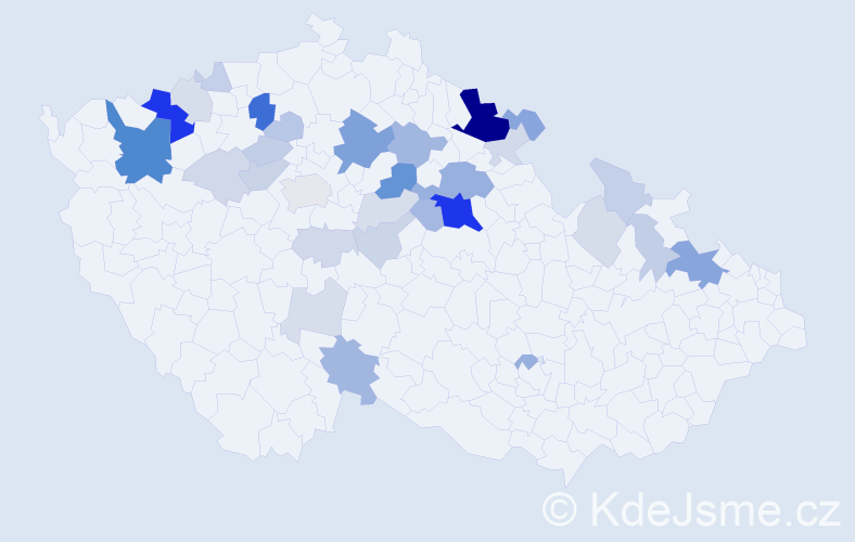 Příjmení: 'Lévaiová', počet výskytů 101 v celé ČR