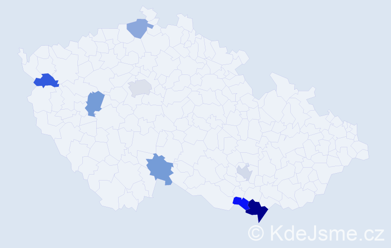 Příjmení: 'Časný', počet výskytů 12 v celé ČR