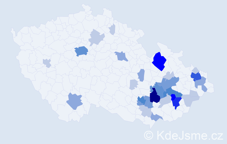 Příjmení: 'Zehnalová', počet výskytů 94 v celé ČR
