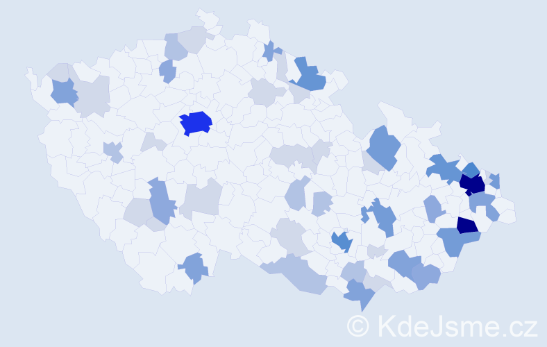 Příjmení: 'Hoferová', počet výskytů 155 v celé ČR