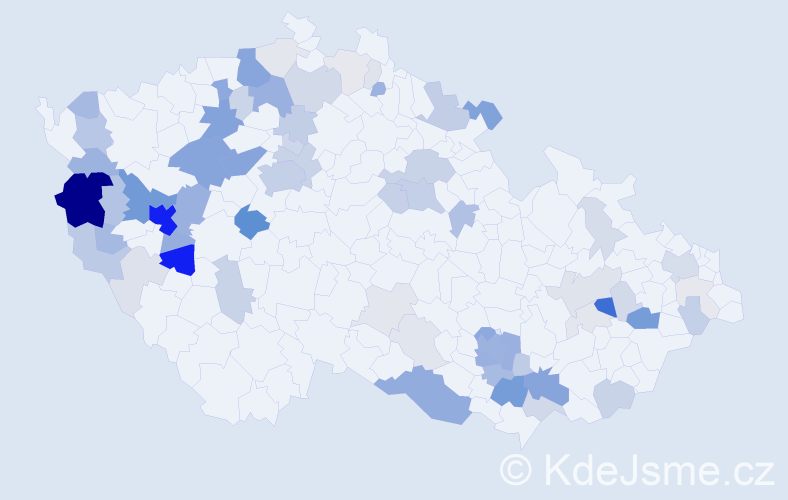Příjmení: 'Kuchynková', počet výskytů 266 v celé ČR