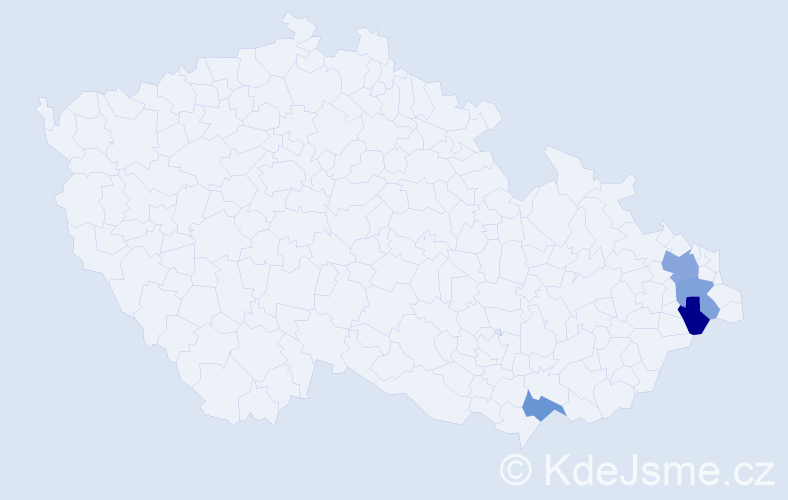 Příjmení: 'Potěrová', počet výskytů 5 v celé ČR