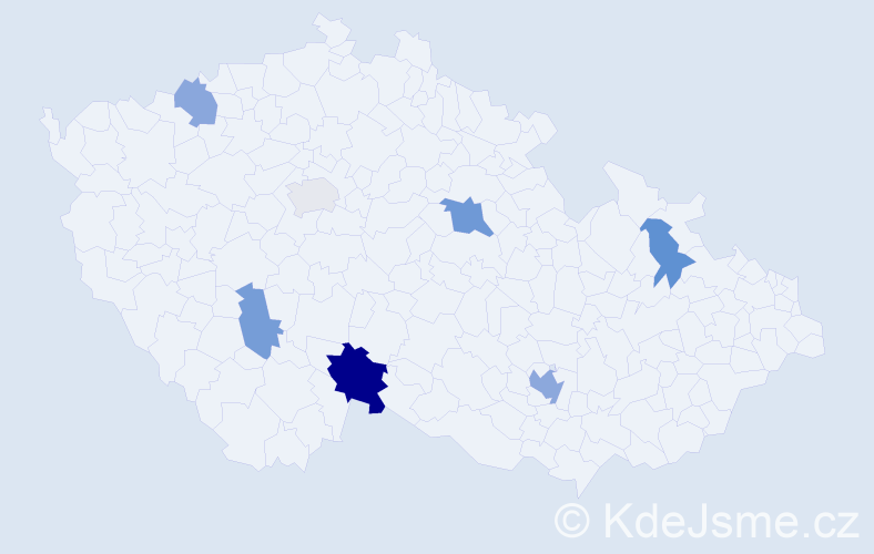 Příjmení: 'Kubičko', počet výskytů 12 v celé ČR