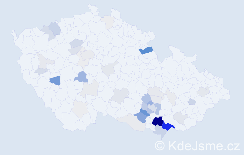 Příjmení: 'Prát', počet výskytů 154 v celé ČR