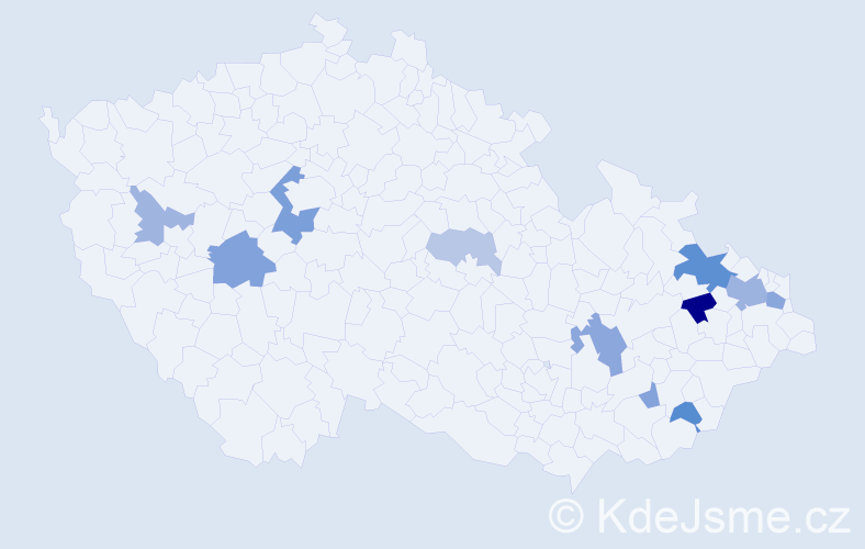 Příjmení: 'Trač', počet výskytů 23 v celé ČR