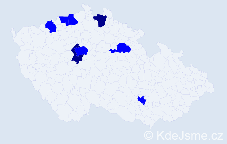 Příjmení: 'Votická', počet výskytů 10 v celé ČR