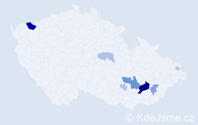 Příjmení: 'Pechtor', počet výskytů 21 v celé ČR