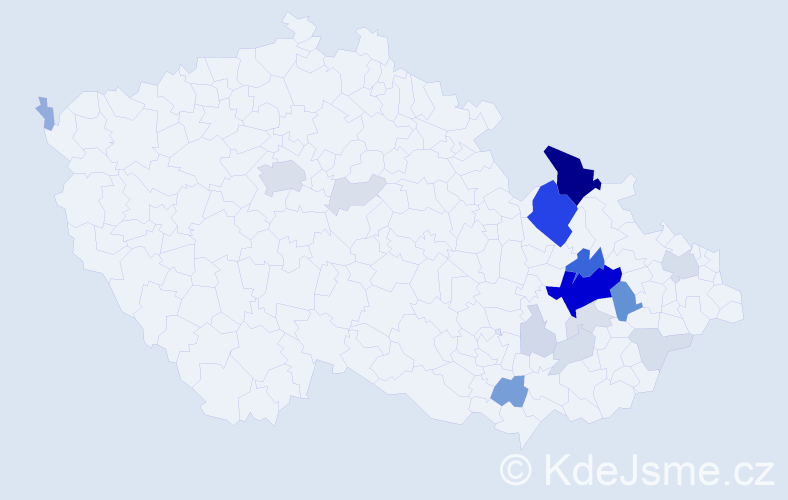 Příjmení: 'Bundilová', počet výskytů 83 v celé ČR