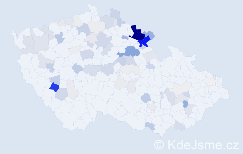 Příjmení: 'Kuldová', počet výskytů 308 v celé ČR