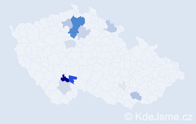 Příjmení: 'Kulman', počet výskytů 25 v celé ČR