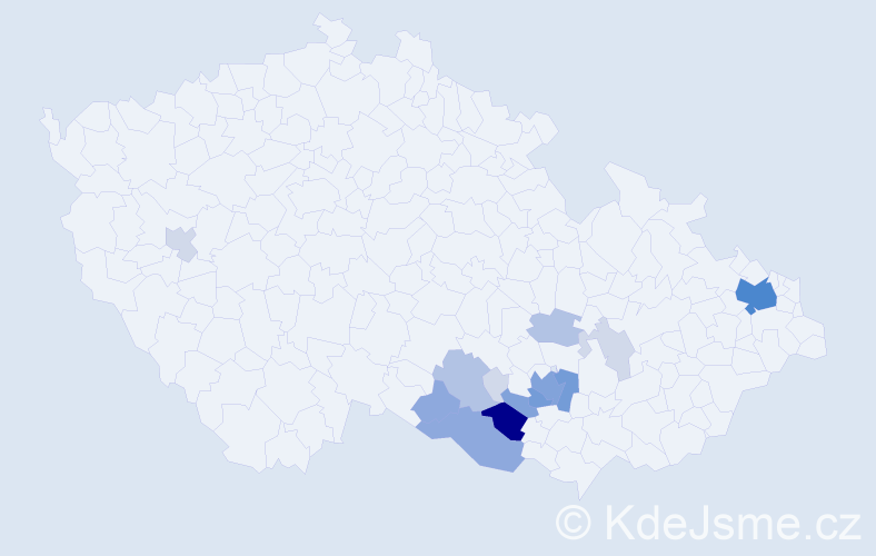 Příjmení: 'Ruibarová', počet výskytů 50 v celé ČR