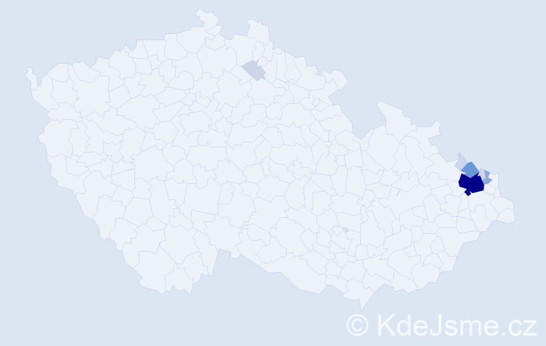 Příjmení: 'Dřevjaná', počet výskytů 24 v celé ČR