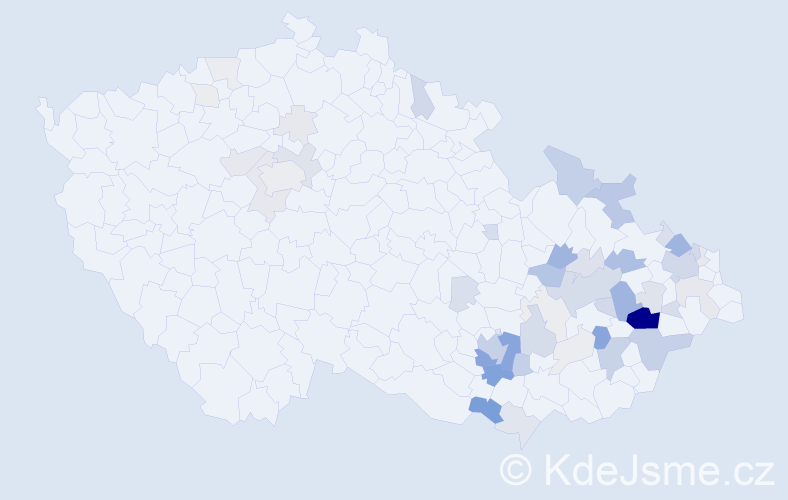 Příjmení: 'Klanicová', počet výskytů 205 v celé ČR