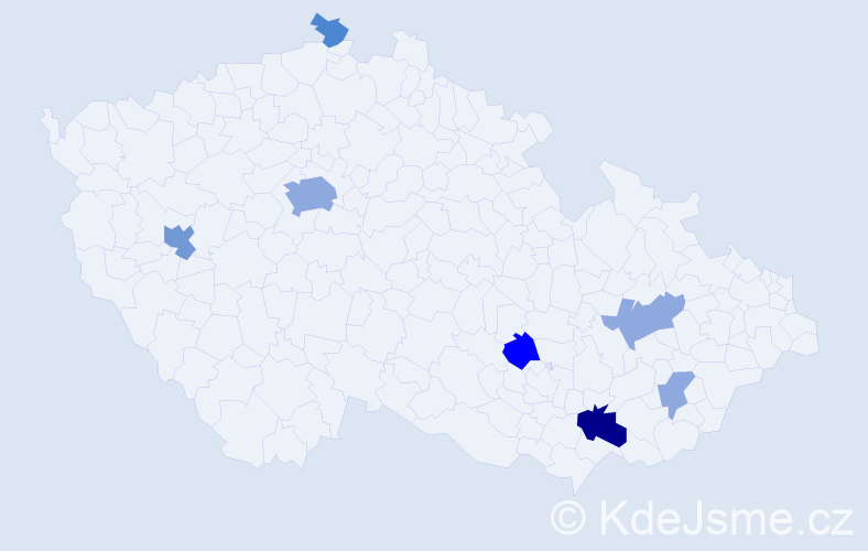 Příjmení: 'Bělič', počet výskytů 18 v celé ČR