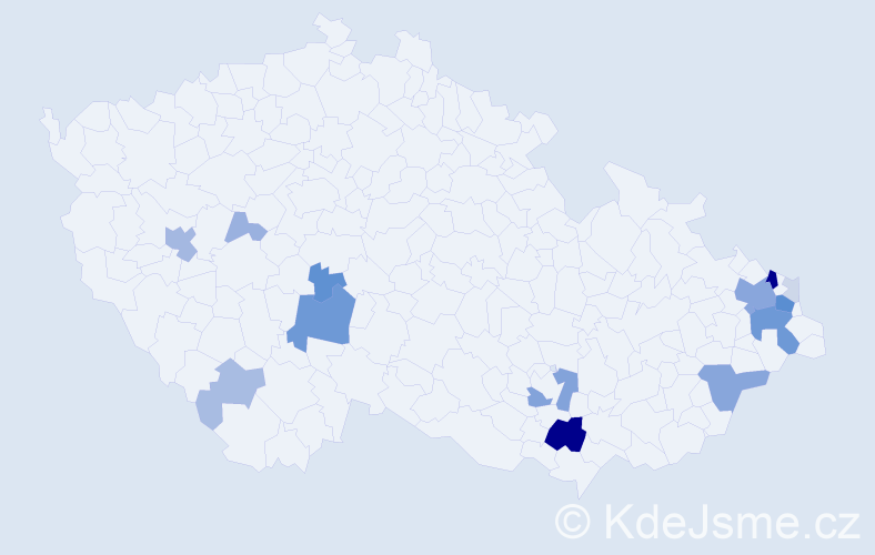 Příjmení: 'Cedivoda', počet výskytů 54 v celé ČR