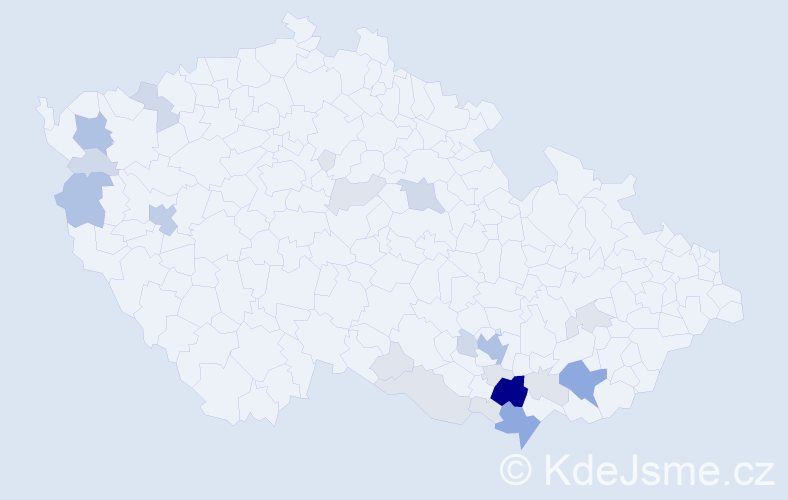 Příjmení: 'Hicl', počet výskytů 74 v celé ČR