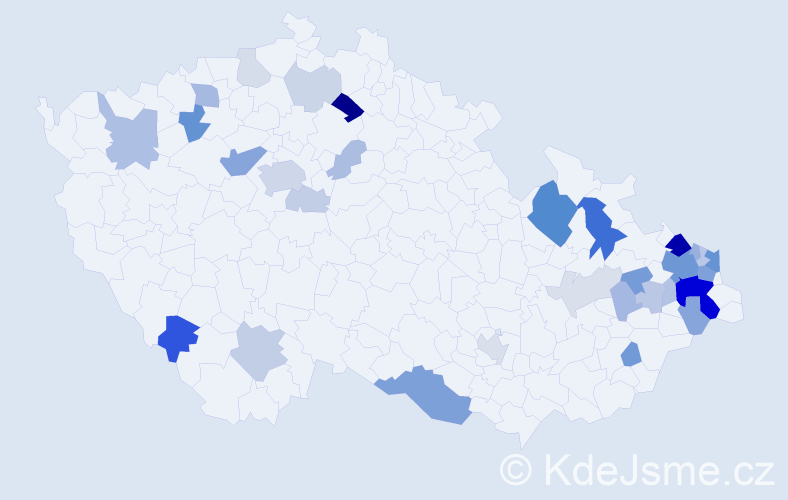 Příjmení: 'Lesniak', počet výskytů 98 v celé ČR