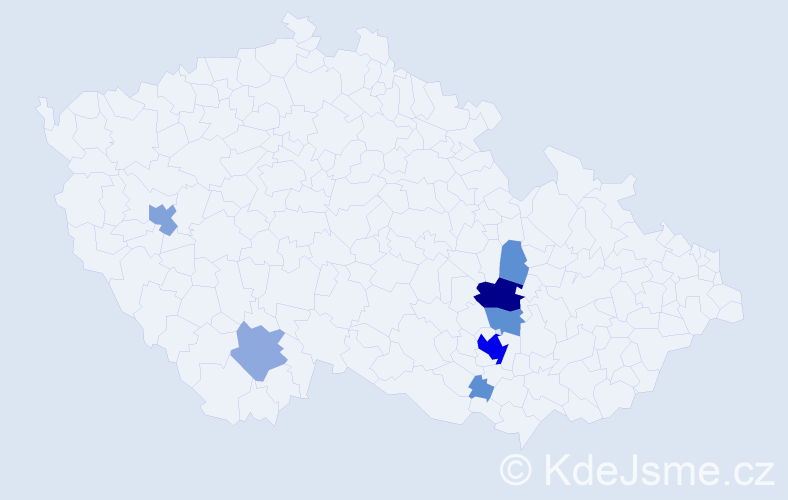 Příjmení: 'Komprdová', počet výskytů 42 v celé ČR