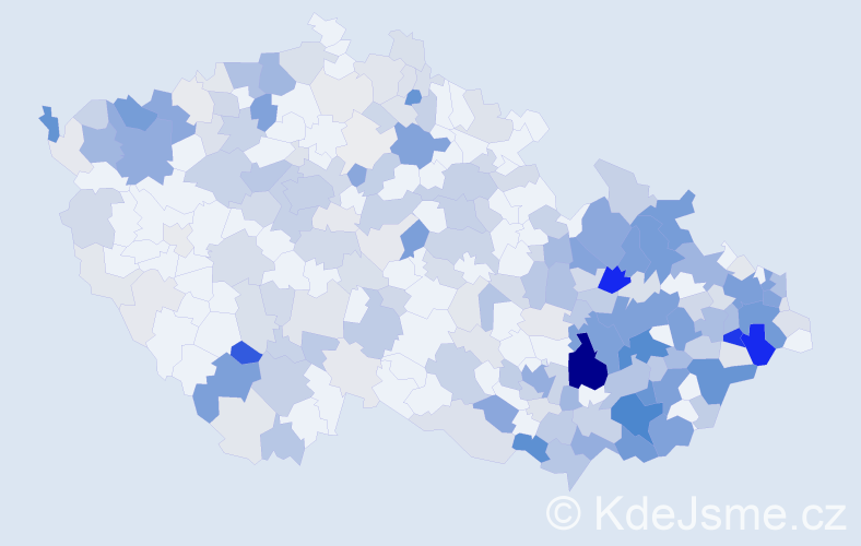 Příjmení: 'Vojtková', počet výskytů 877 v celé ČR