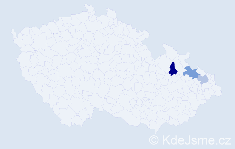 Příjmení: 'Hajder', počet výskytů 8 v celé ČR