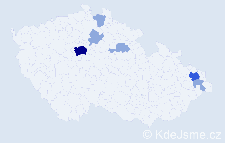 Příjmení: 'Pugach', počet výskytů 12 v celé ČR