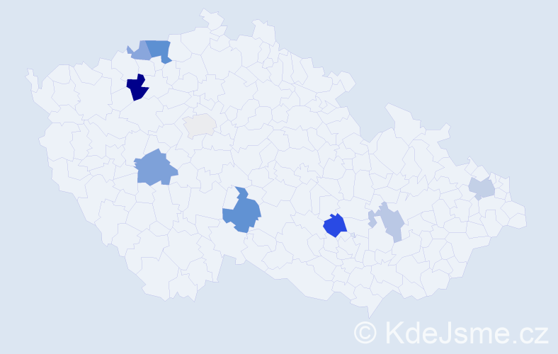 Příjmení: 'Hindra', počet výskytů 18 v celé ČR