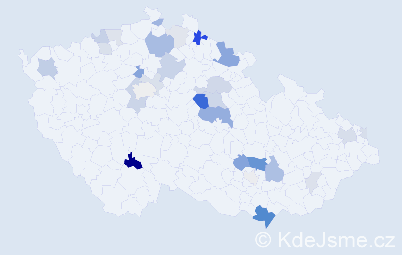 Příjmení: 'Gergely', počet výskytů 66 v celé ČR