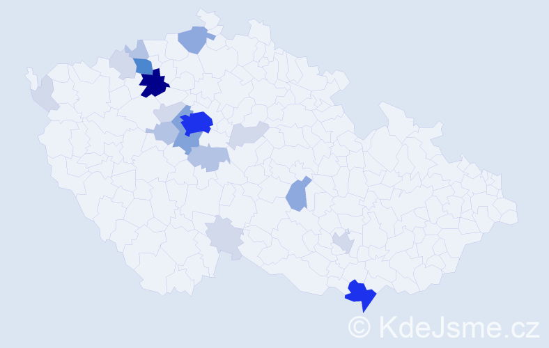 Příjmení: 'Sem', počet výskytů 68 v celé ČR