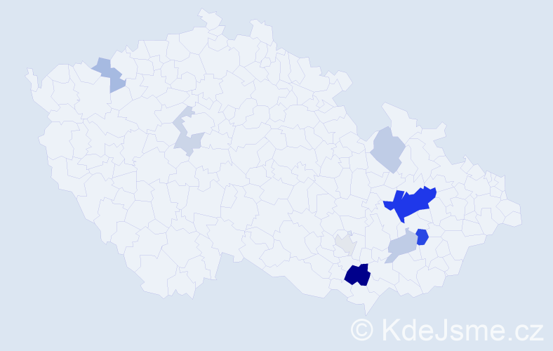 Příjmení: 'Tihlářová', počet výskytů 23 v celé ČR
