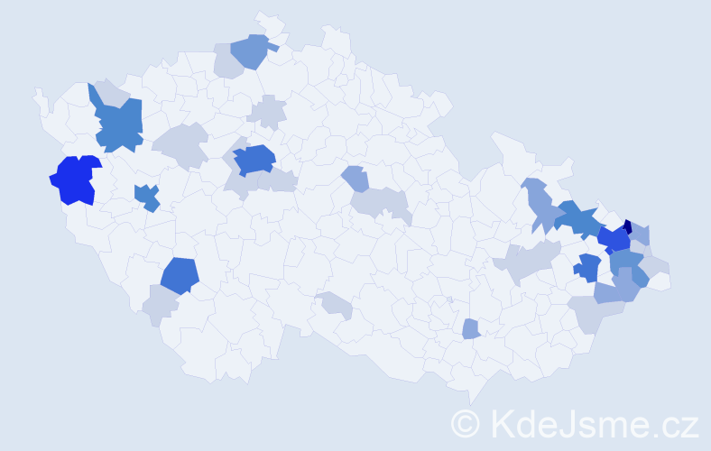 Příjmení: 'Klich', počet výskytů 107 v celé ČR