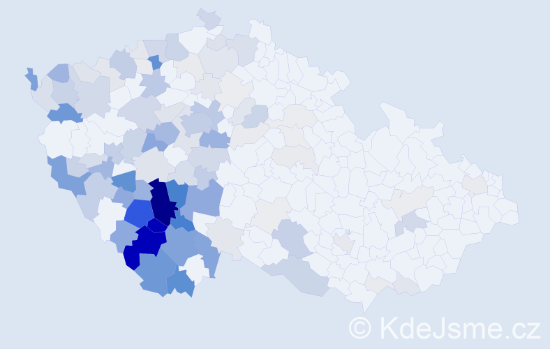 Příjmení: 'Velková', počet výskytů 414 v celé ČR