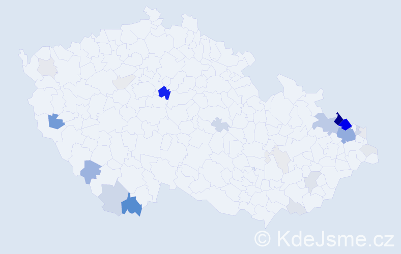 Příjmení: 'Mučka', počet výskytů 101 v celé ČR
