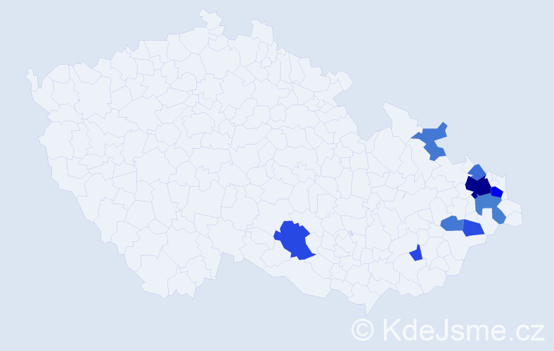Příjmení: 'Kijová', počet výskytů 21 v celé ČR