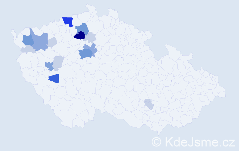 Příjmení: 'Paneš', počet výskytů 52 v celé ČR